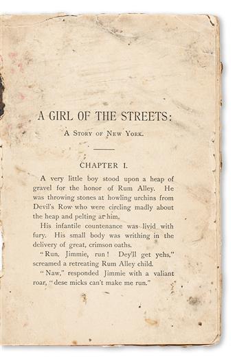 [CRANE, STEPHEN.] Maggie. A Girl of the Streets. (A Story of New York).
